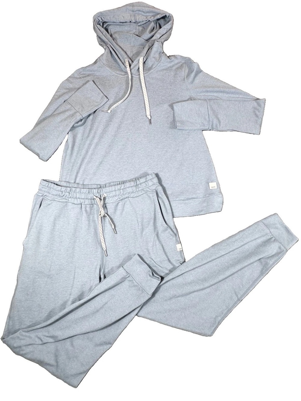 Vuori Halo Performance Hoodie and Jogger Set Women XS Blue Gray Yoga Lounge